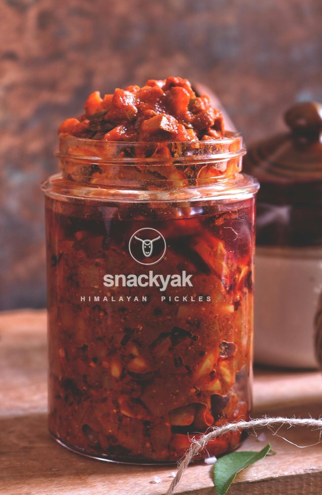 Glass jar of fermented bamboo shoot tama pickle